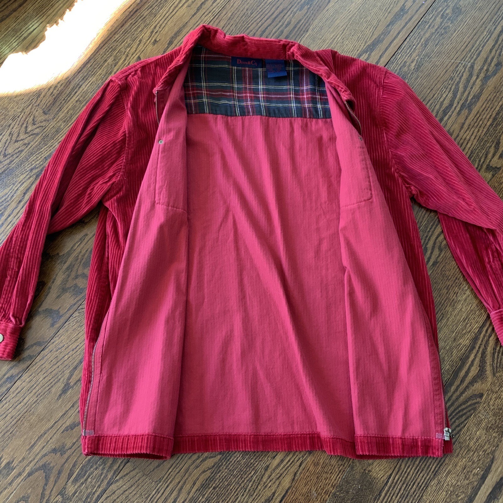 Denim & Co Corduroy Shirt Jacket Chore Shacket Women Plus 1x Red Full Zip — image 8 of 8